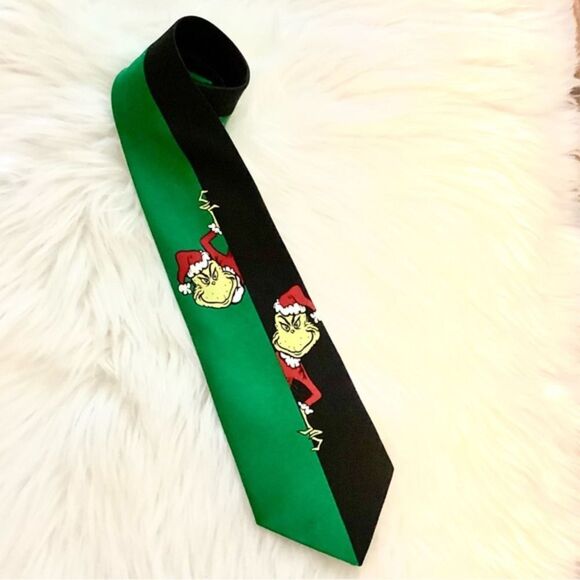 Dr. Seuss Other - Dr. Seuss the Grinch Silk Tie‎ Green Black
